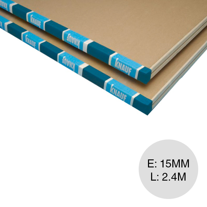 Placa yeso construccion seco Impact resistente golpes interior 15mm x 1.20m x 2.40m
