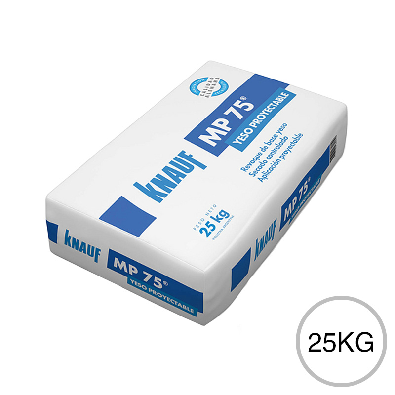 Revoque yeso monocapa MP75 proyectable interior secado controlado bolsa x 25kg