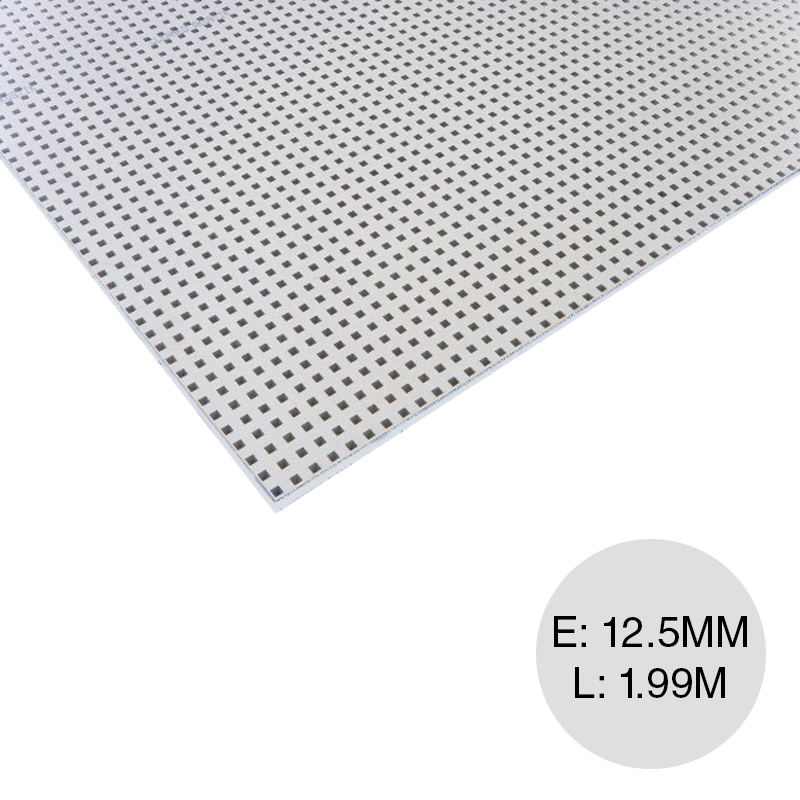 Placa cielorraso / revestimiento yeso Cleaneo Akustik Quadrat 8/18Q fonoabsorbente 12.5mm x 1.19m x 2m