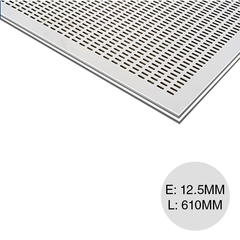 Placa cielorraso desmontable yeso Danoline Belgravia Tangent S-15 fonoabsorbente perforada 12.5mm x 610mm x 610mm 8u x caja 2.98m²