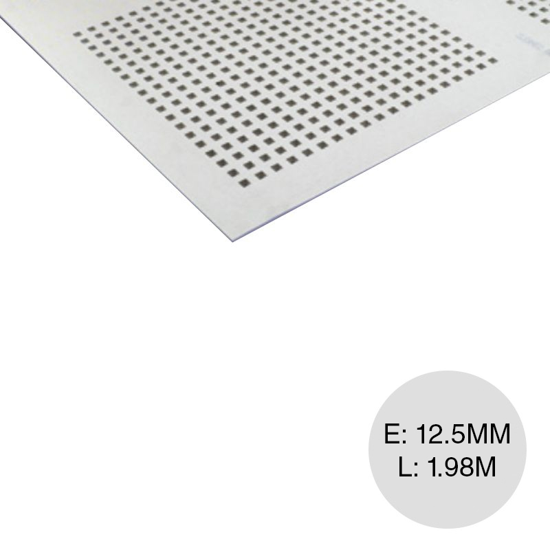 Placa cielorraso / revestimiento yeso Cleaneo Akustik Round lineal 12/20/66 fonoabsorbente 12.5mm x 1.19m x 1.98m