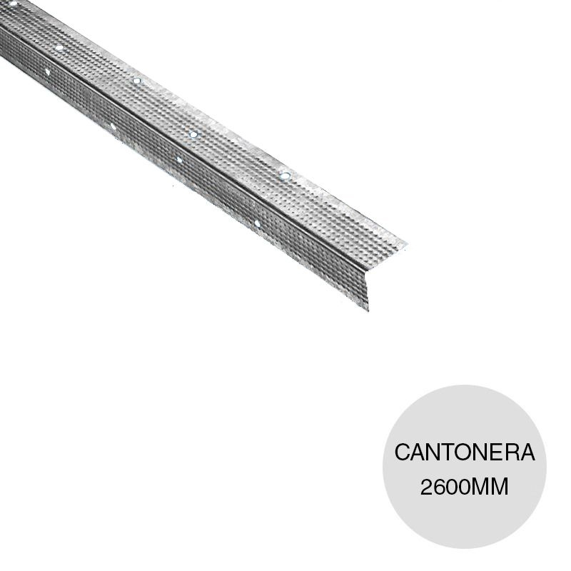 Perfil construccion seco cantonera galvanizado moleteado 32mm x 32mm x 2.60m