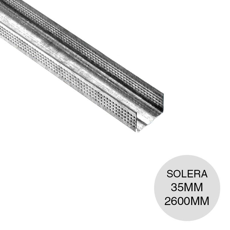 Perfil construccion seco solera 35 galvanizado moleteado 0.52mm x 35mm x 2.60m