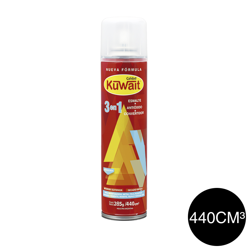 Esmalte sintetico convertidor antioxido 3 en 1 exterior interior negro mate aerosol x 440cm³
