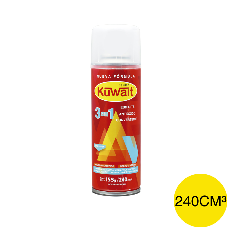 Esmalte sintetico convertidor antioxido 3 en 1 exterior interior amarillo aerosol x 240cm³