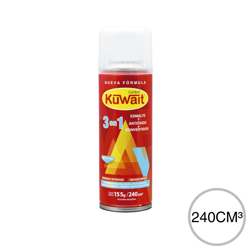 Esmalte sintetico convertidor antioxido 3 en 1 exterior interior blanco satinado aerosol x 240cm³