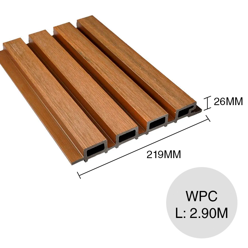 Revestimiento Wall Panel WPC Walnut marron claro exterior 26mm x 219mm x 2.9m