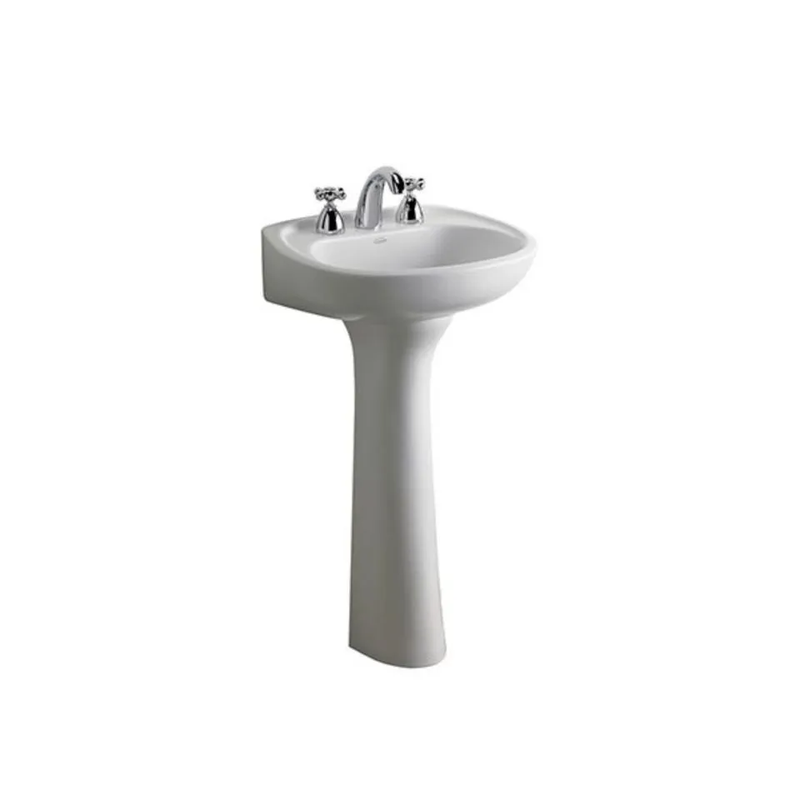 Lavatorio porcelana Andina pedestal 3 agujeros blanco brillante 197mm x 412mm x 488mm