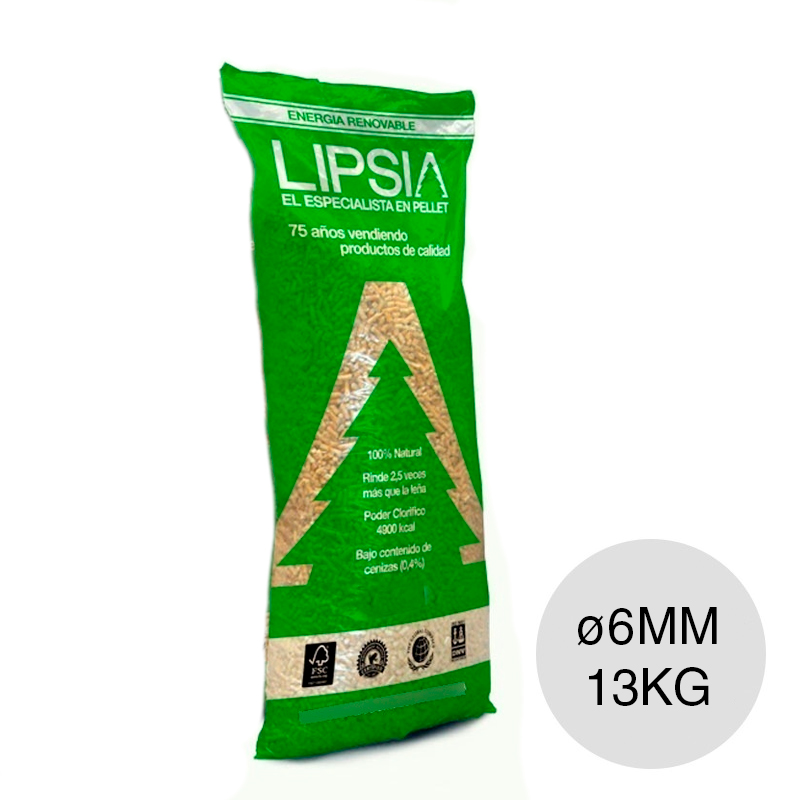 Pellet madera ø 6mm bolsa x 13kg