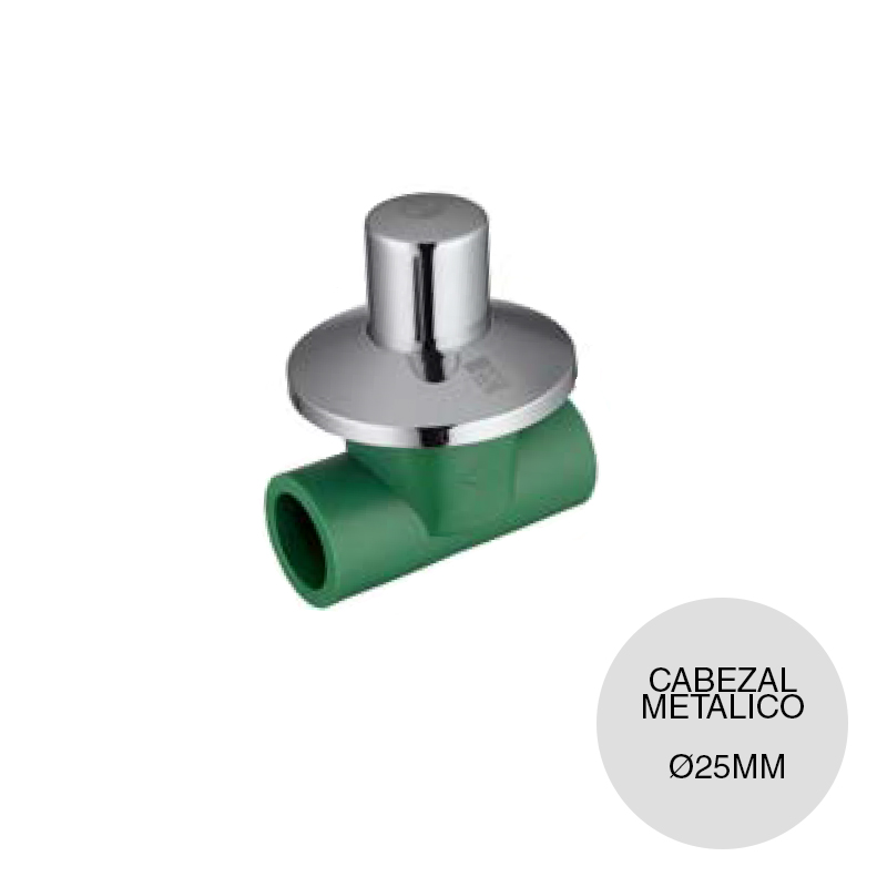 Llave paso cabezal metalico agua fria caliente polipropileno random PN25 termofusion ø 25mm