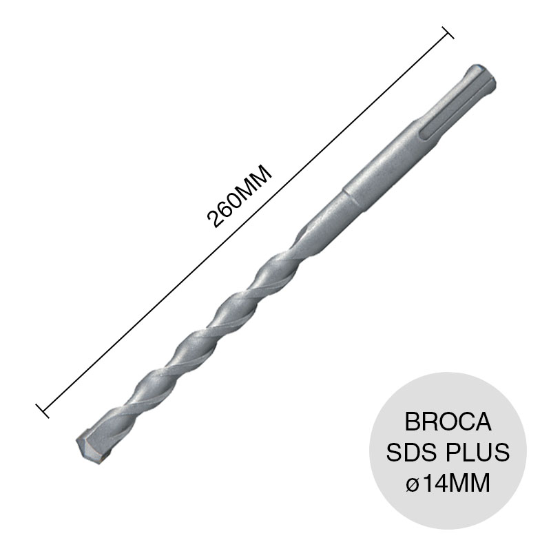 Broca percutora encastre hormigon SDS Plus ø 14mm x 260mm
