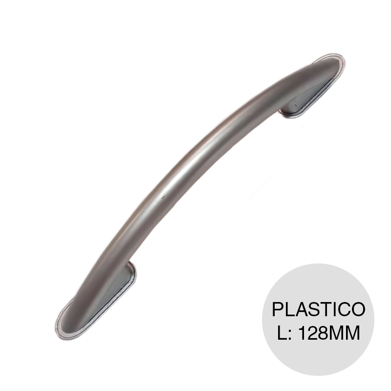 Manija p/muebles Soft c/base plastico plata mate 128mm