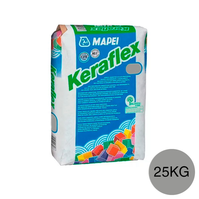 Pegamento pisos y revestimientos Keraflex ceramicos/porcellanatos/piedras gris bolsa x 25kg