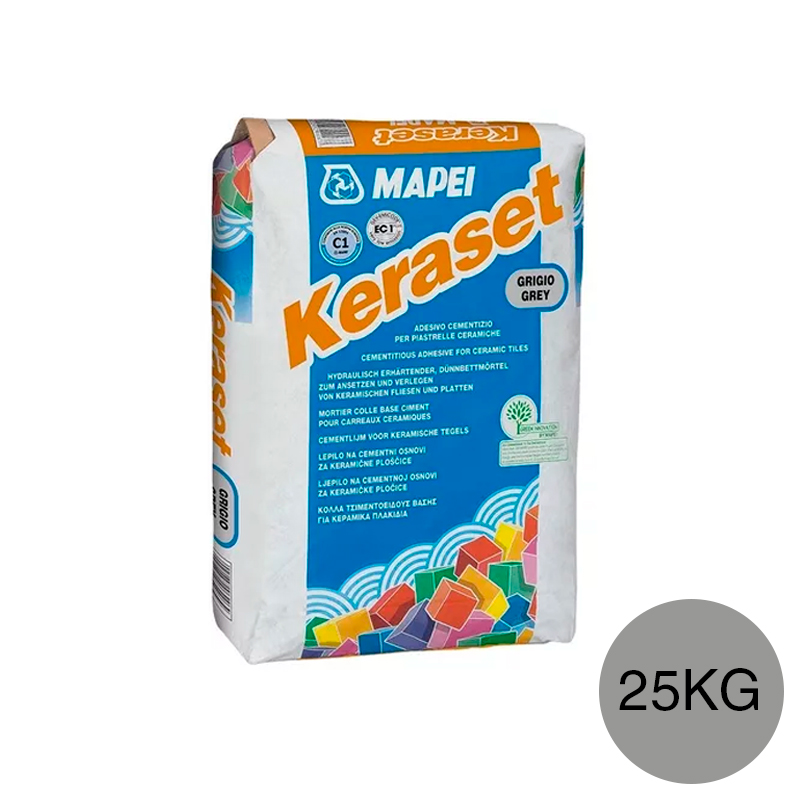 Pegamento pisos y revestimientoss Keraset ceramicos gris bolsa x 25kg