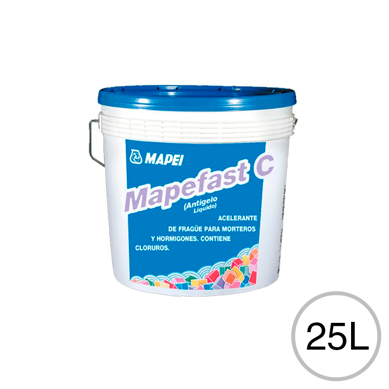 Aditivo acelerante fragüe morteros/hormigones MapeFast-C con cloruro balde x 25l