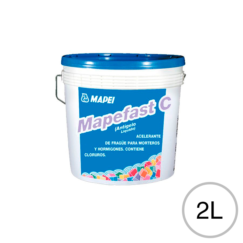 Aditivo acelerante fragüe morteros/hormigones MapeFast-C con cloruro balde x 2l
