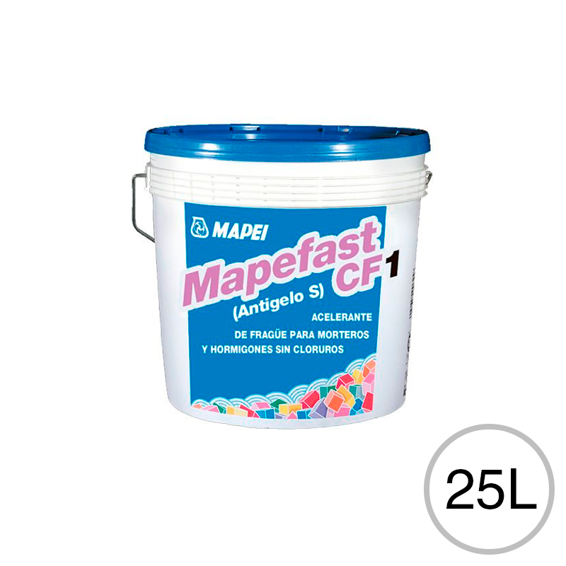 Aditivo acelerante fragüe morteros/hormigones MapeFast CF1 sin cloruro balde x 25l