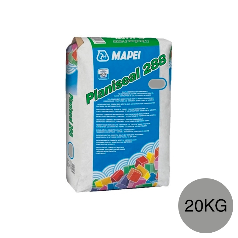 Mortero cementicio impermeabilizante estructuras subterraneas Planiseal 288 doble componente gris bolsa x 20kg