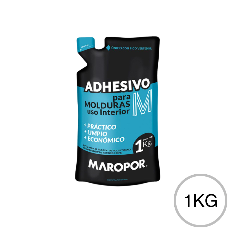 Adhesivo acrilico M p/molduras interior blanco mate doypack x 1kg