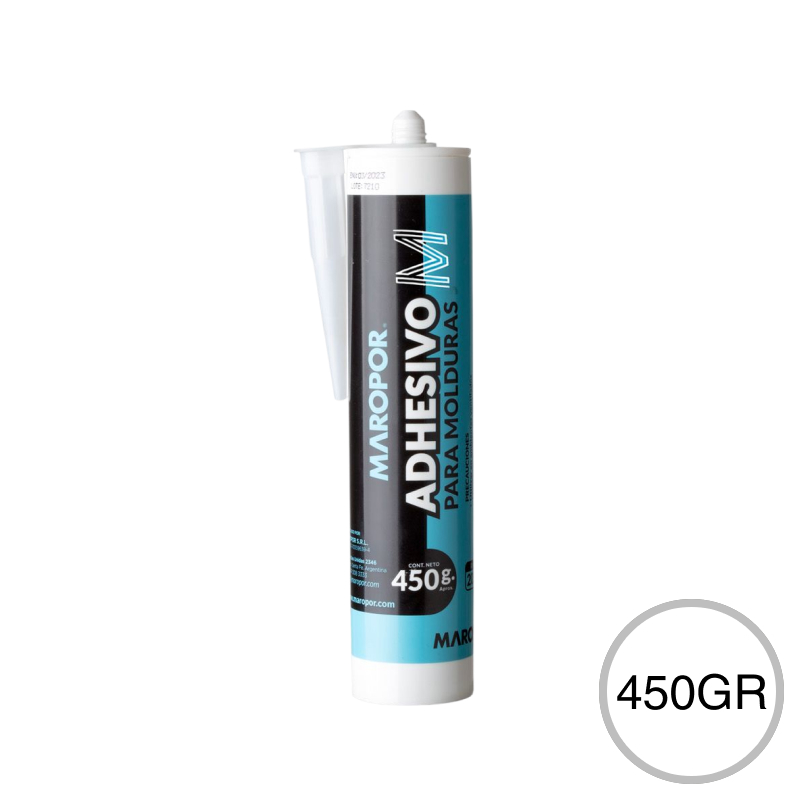 Adhesivo acrilico M p/molduras interior blanco mate cartucho x 450gr