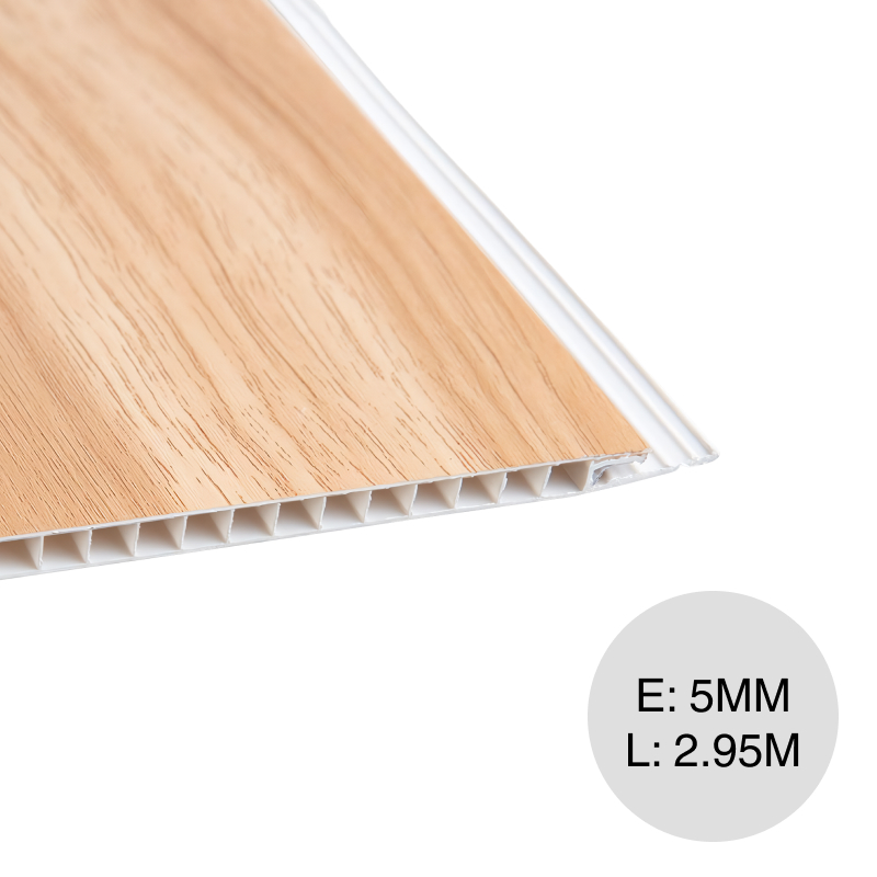 Cielorraso y revestimiento PVC marron claro 5mm x 250mm x 2.95m