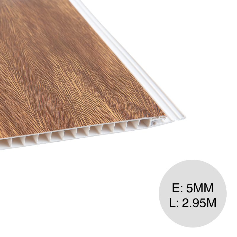 Cielorraso y revestimiento PVC marron oscuro 5mm x 250mm x 2.95m
