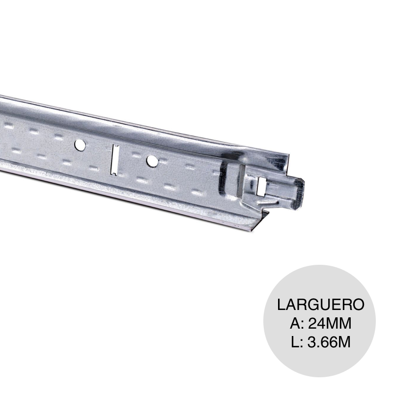 Perfil T larguero cielorraso p/suspendido Sixa chapa galvanizada prepintada blanco 24mm x 32mm x 3.66m
