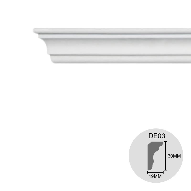 Moldura decorativa techo pared EPS DE03 19mm x 30mm x 2m