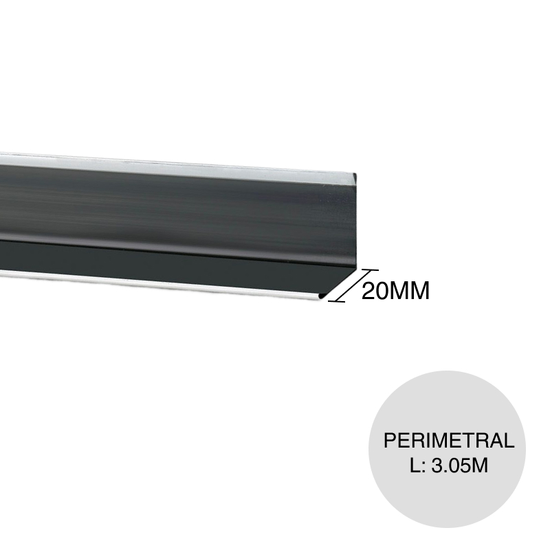 Perfil L perimetral p/cielorraso suspendido Sixa chapa galvanizada prepintado blanco 20mm x 20mm x 3.05m