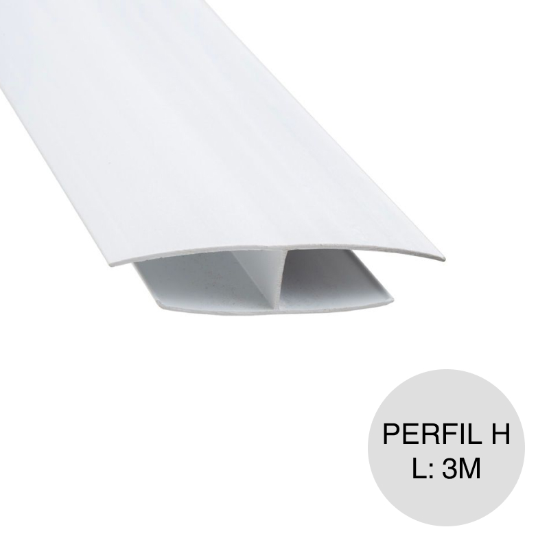 Perfil H PVC p/cielorraso blanco x 3m