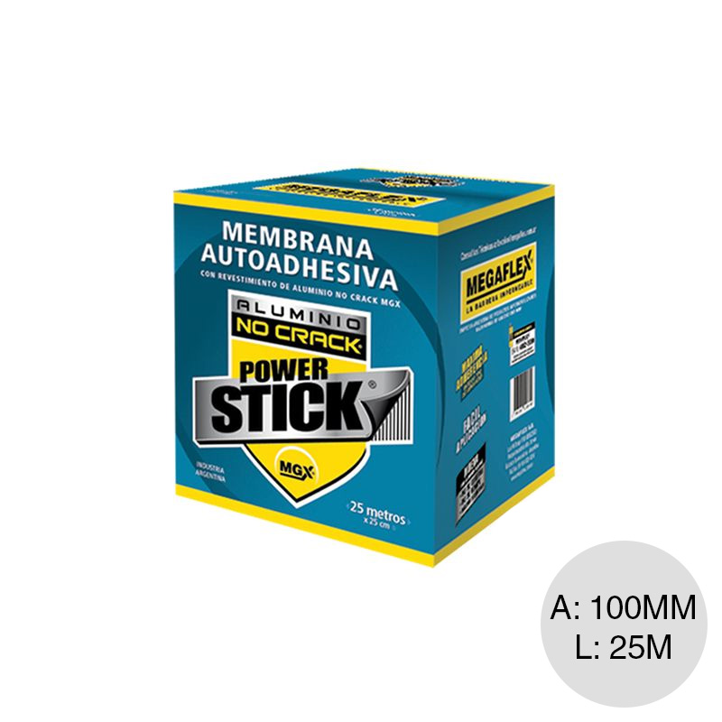 Power stick autoadhesiva 1025 aluminio rollo x 100mm x 25m