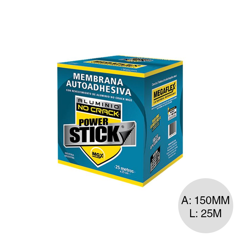 Power stick autoadhesiva 1525 aluminio rollo x 150mm x 25m