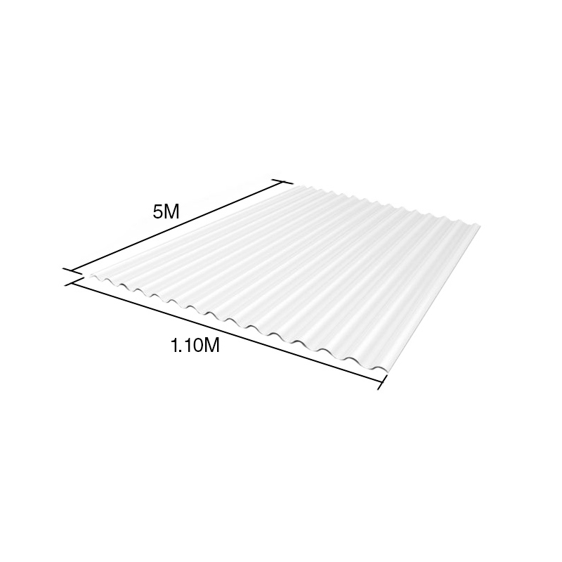 Chapa acanalada policarbonato opalina 5m x 1.1m x 0.8mm