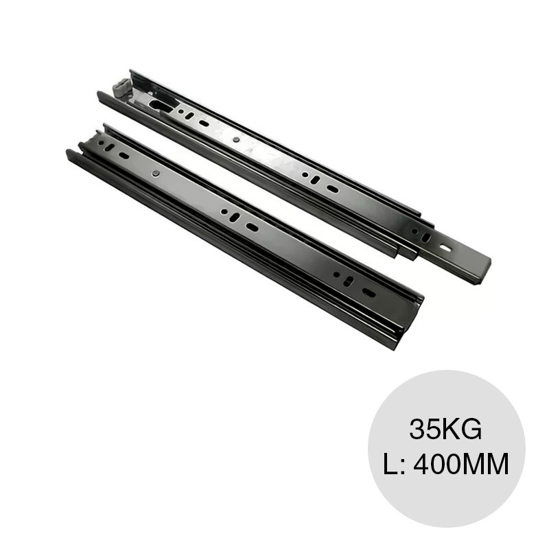 Corredera telescopica 35kg acero zincado negro x 400mm