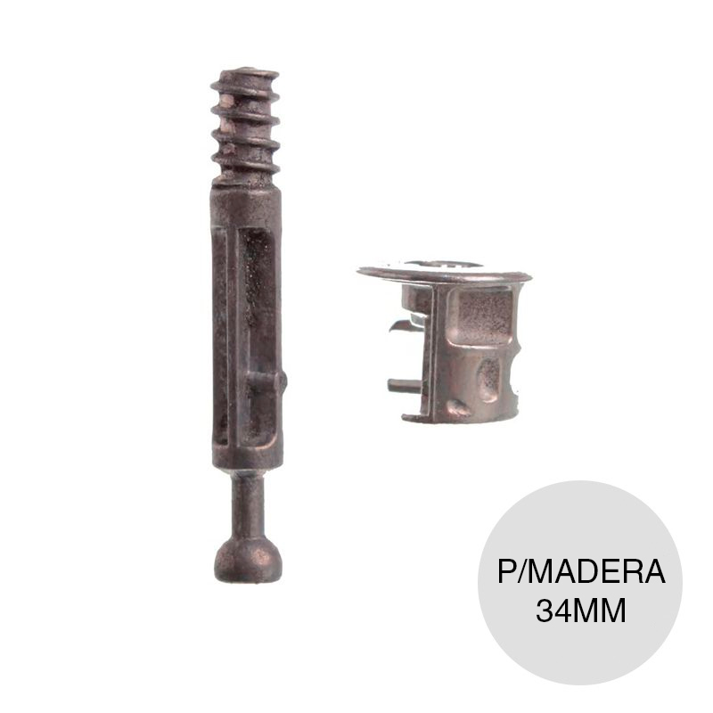 Caja c/perno 34mm Minifix p/madera 18mm