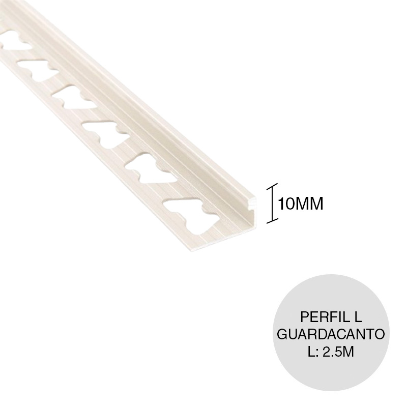 Perfil guardacanto L recto aluminio marfil 10mm x 2.5m
