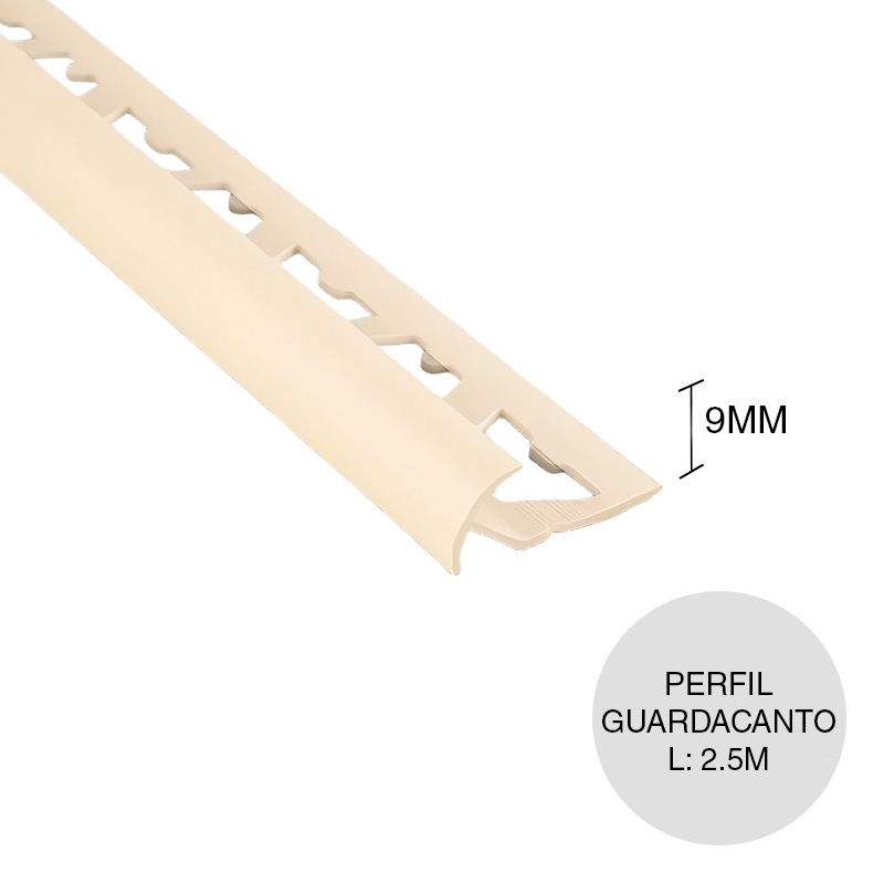 Perfil guardacanto pared PVC marfil 9mm x 2.5m
