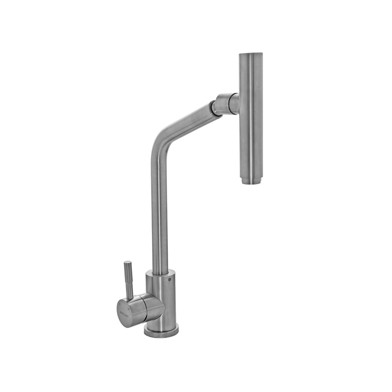 Griferia cocina acero Roma sobremesada monocomando rociador extraible mate