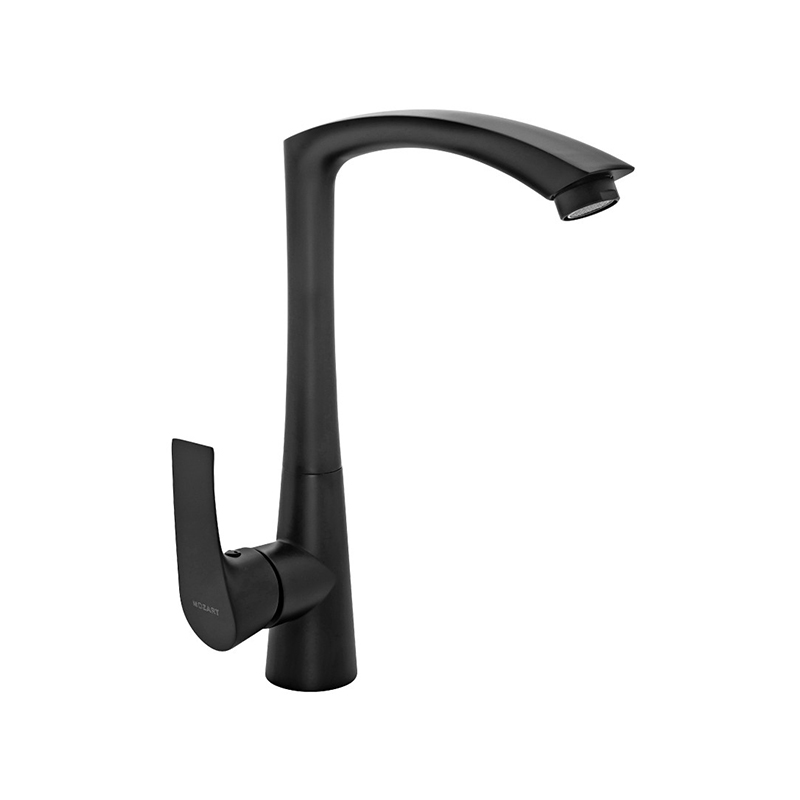 Griferia cocina baño acero Moscu sobremesada monocomando pico alto negro mate