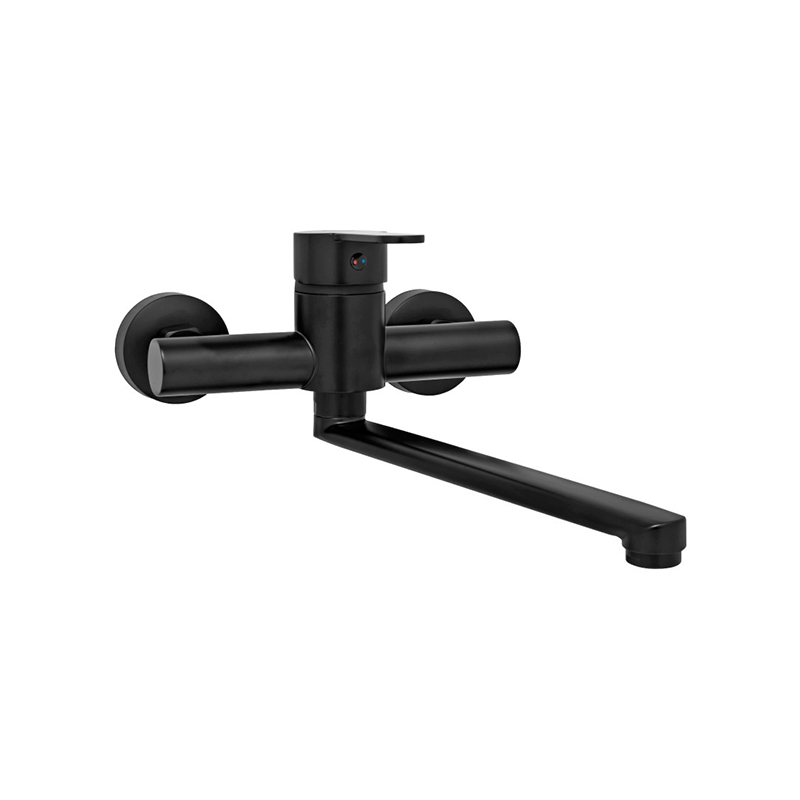 Griferia cocina acero Denver pared monocomando pico recto negro mate