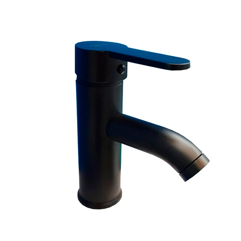 Griferia lavatorio metalica Madrid sobremesada monocomando pico bajo negro mate