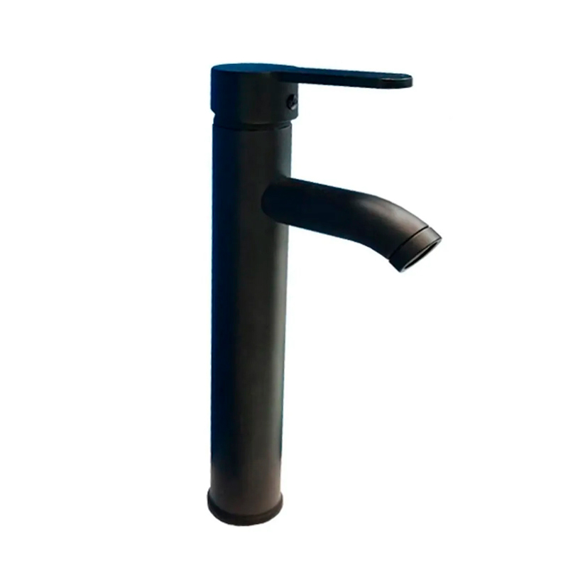 Griferia lavatorio metalica Mozart sobremesada monocomando pico alto negro mate