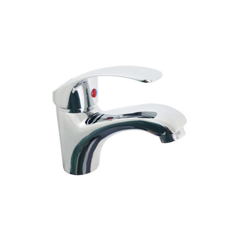 Griferia lavatorio acero Vitra sobremesada monocomando pico bajo cromo brillante