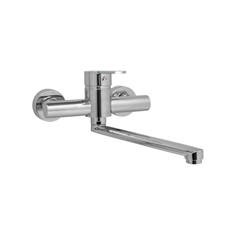 Griferia cocina acero Denver pared monocomando pico recto cromo brillante