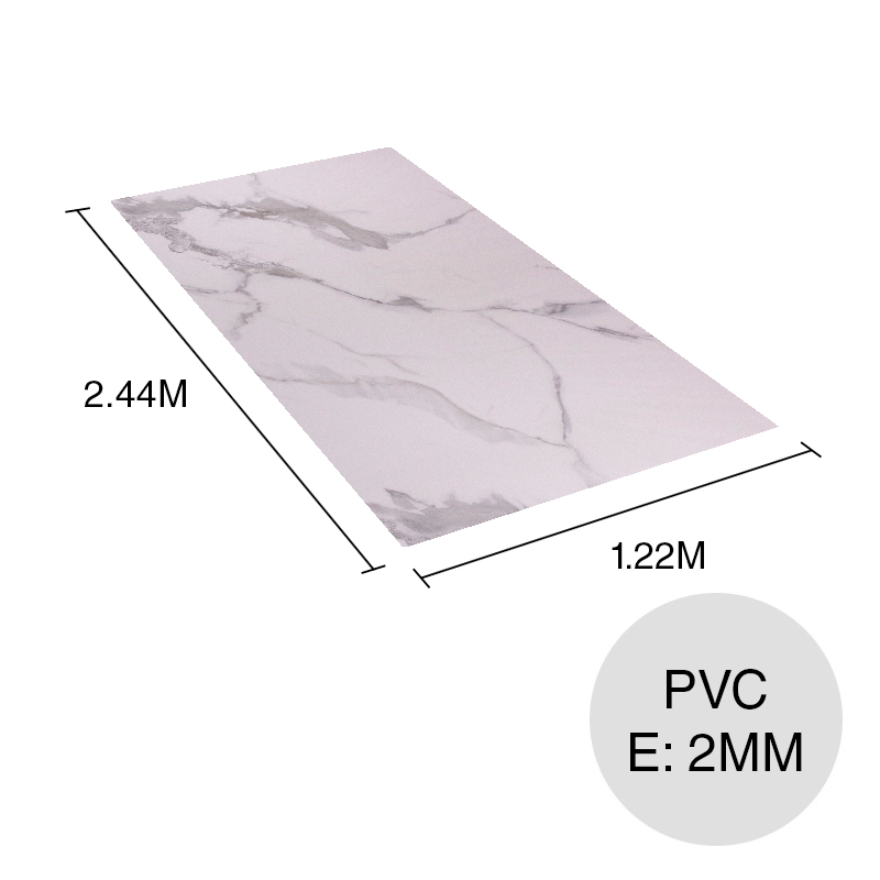 Placa PVC interior simil marmol blanco calacata brillante 2mm x 1.22m x 2.44m