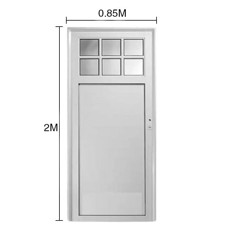 Puerta aluminio Clasic tablero tubular 1/4 vidrio derecha  blanca 0.80m x 2.00m