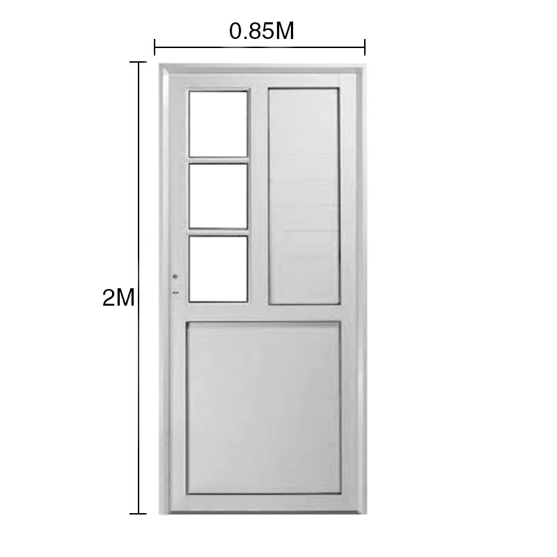 Puerta aluminio Clasic tablero tubular vidrio lateral izquierda blanca 0.80m x 2.00m