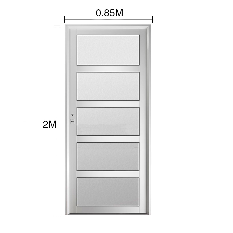 Puerta aluminio Clasic tablero tubular vidrio entero horizontal izquierda blanca 0.80m x 2.00m