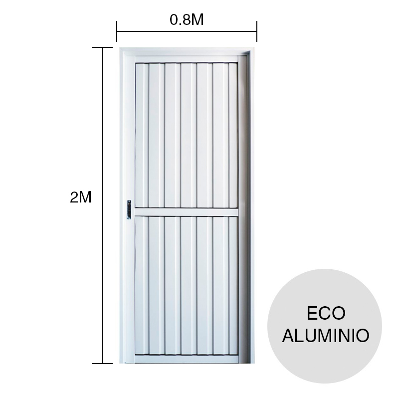 Puerta exterior derecha aluminio Eco combinada ciega blanco 800mm x 2m