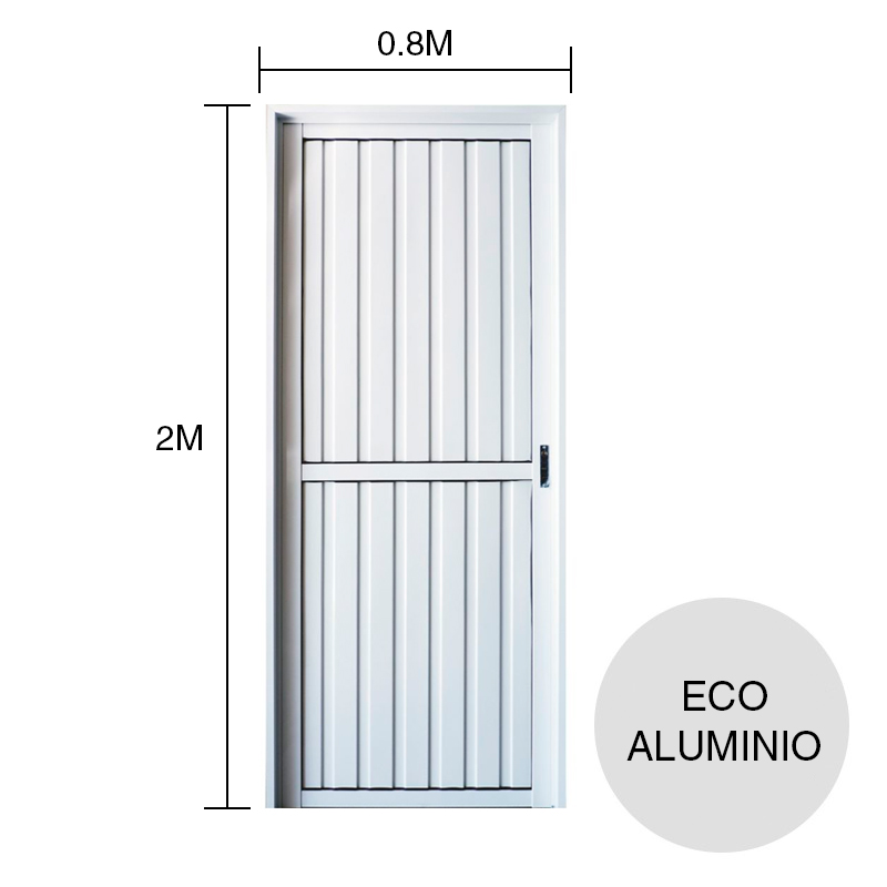 Puerta exterior izquierda aluminio Eco combinada ciega blanco 800mm x 2m
